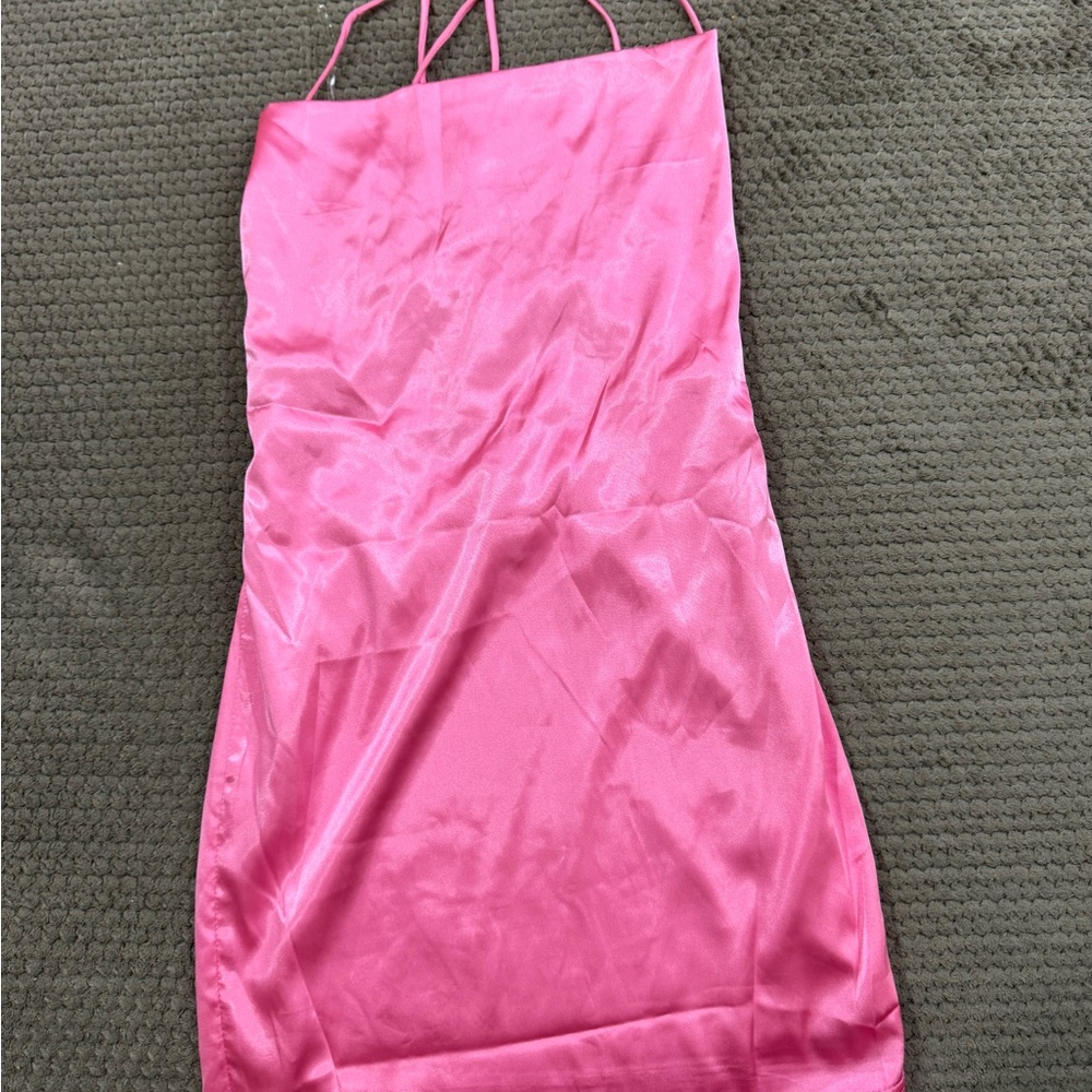 Elegant Pink Satin Slip Dress